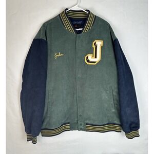 EUC Air Jordan Varsity Letterman Coat Mens XL Green Blue Jumpman Corduroy Jacket
